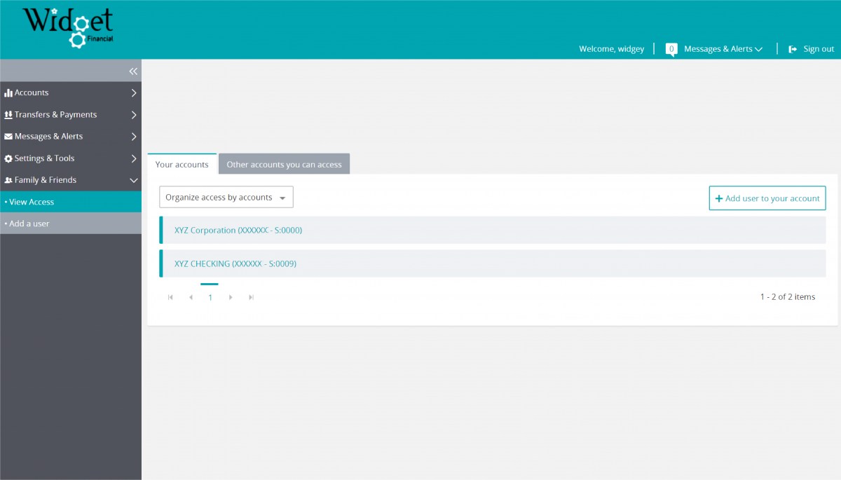 Business Online Banking - Widget Financial